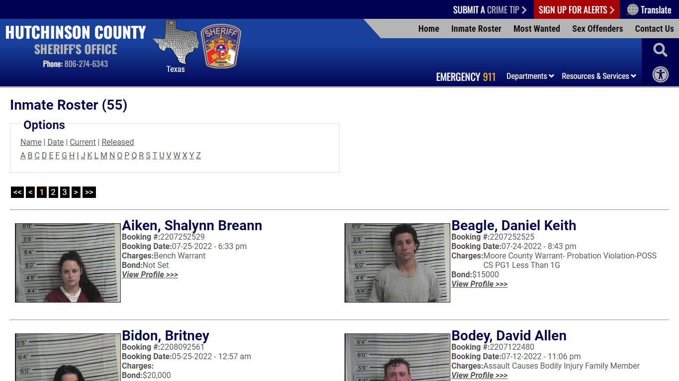 Inmate Roster - Current Inmates - Hutchinson County Sheriff TX