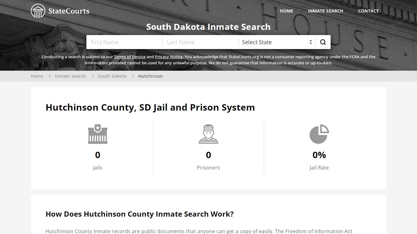 Hutchinson County, SD Inmate Search - StateCourts